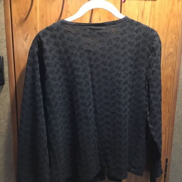 NWOT. Lands End Women’s Large Black Eyelet Cotton/Rayon Blend Jacket - Picture 6 of 8